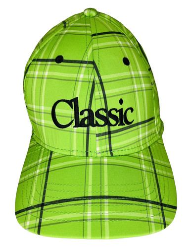 Equibrand Classic Fitted Hat Cap Lime Green Plaid EUC OSFM Rodeo Cowboy Western