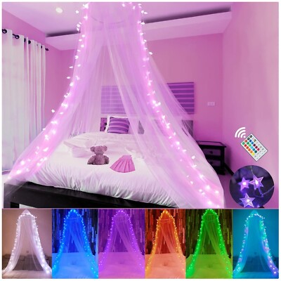Eleganter Bettvorhang für Prinzessinnen   100 LED Lichter, 250 cm Kuppeldesign