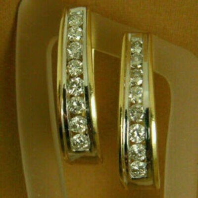 2.50Ct Round Lab-Created Diamond Channel Set Hoop Earring 14K Yellow Gold Finis
