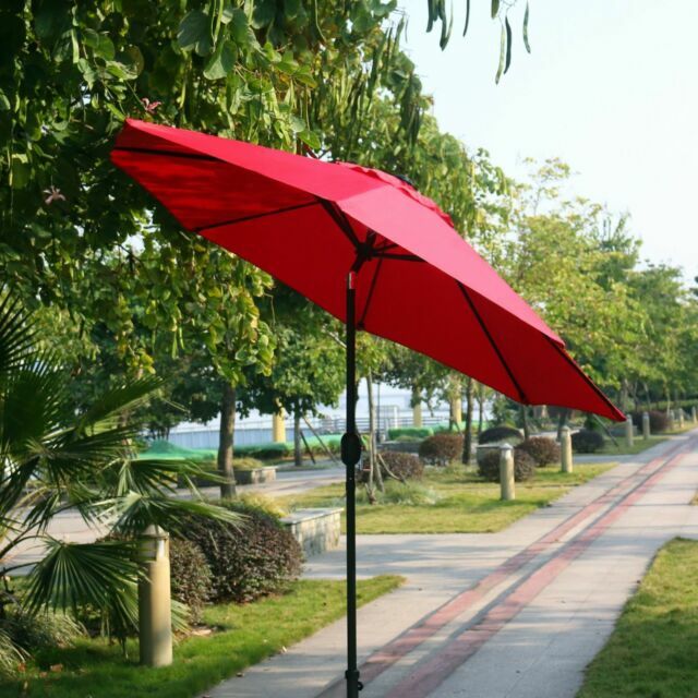 Sunnyglade 9 Patio Umbrella Outdoor Table With 8 Sturdy Ribs Red For Sale Online Ebay
