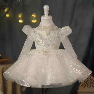 Luxury Children Evening Princess Gown Girl Sequins Beading Birthday Party Dress