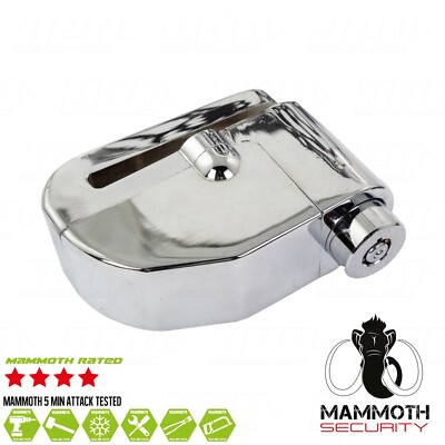 Mammut Motorrad Alarm Scheibenschloss 110dB 6mm Pin Chrom Roller Fahrrad Sicherheit