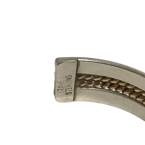 Tahe Sterling 1/20 12k Vintage Cuff Bracelet Silver Gold Two Toned Signed 24g - Picture 7 of 11
