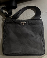 Prada Nero Tessuto Nylon Shoulder Crossbody Bag Messenger Black Leather Trim