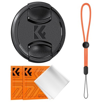 K&F Concept 67MM Objektivdeckel Snap-on Frontkamera Abdeckung 67mm, orange Leine 