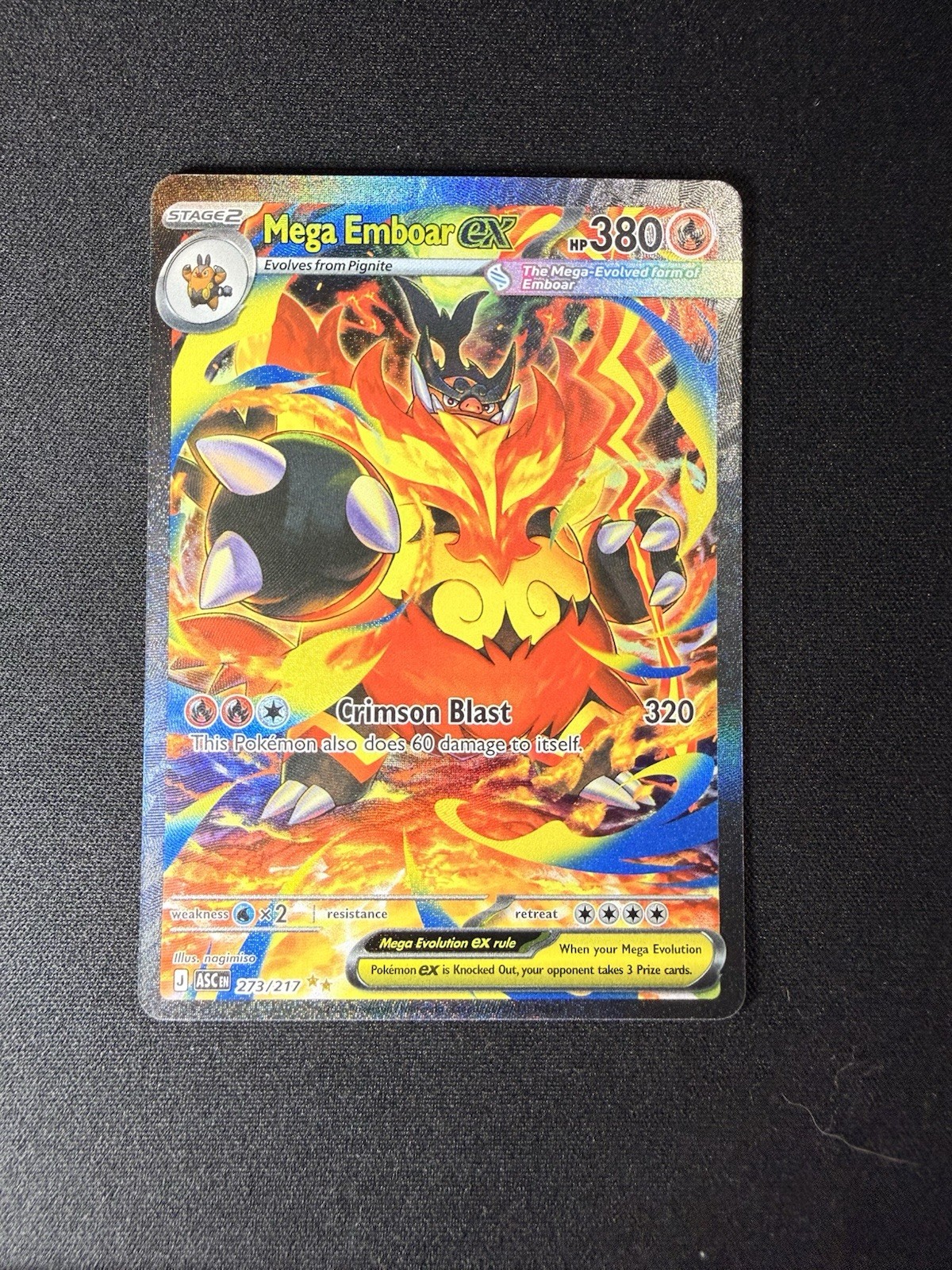 Mega Emboar ex SIR Card 273/217 Ascended Heroes Pokemon TCG NM