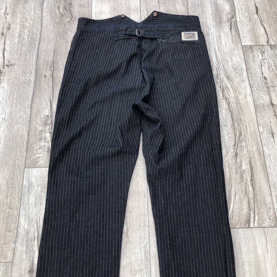 Frontier Classics Buckle Back Striped Western Pants 38x27 Dark Gray Suspender - Image 4 of 4