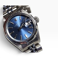 Rolex Ladies Date 26 mm Blue Dial Jubilee Steel Automatic Watch 6916 Circa 1973