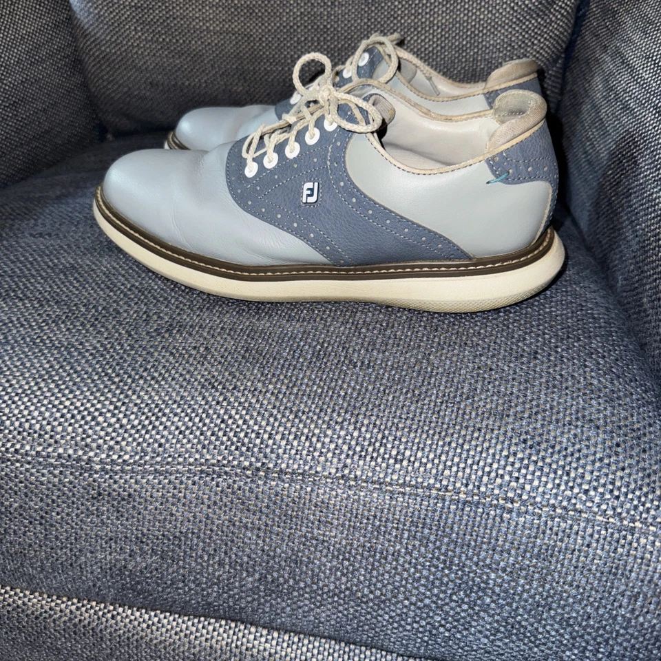 Zapatos de golf FootJoy vintage de dos tonos con montura para hombre 7 clásicos de cuero azul y blanco Foto 4 de 4