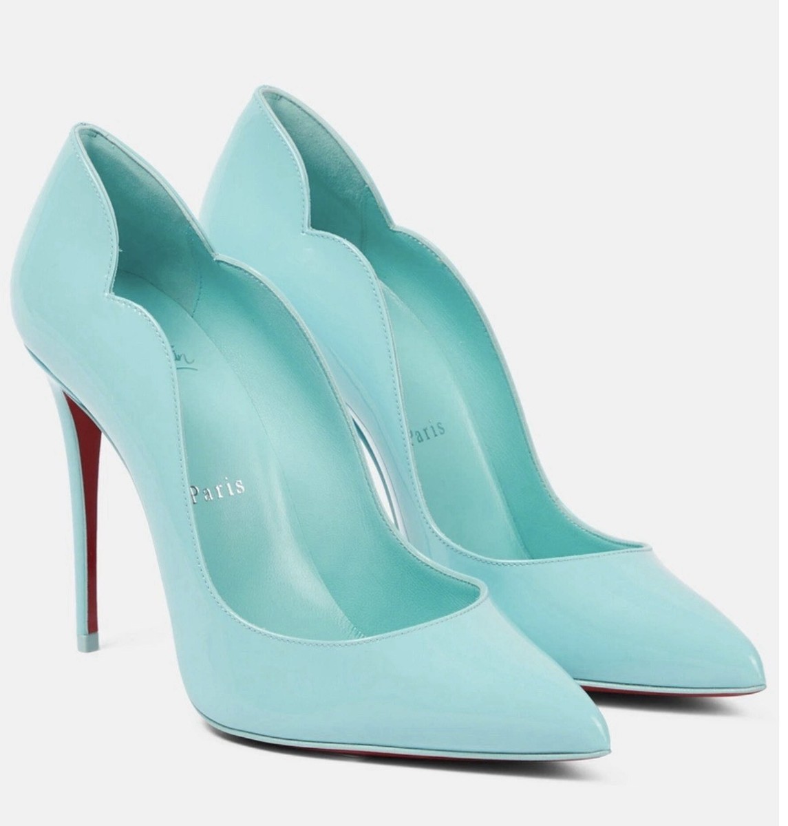 Christian Louboutin Aqua Blue Hot Chick 100 Patent Leather Pumps
