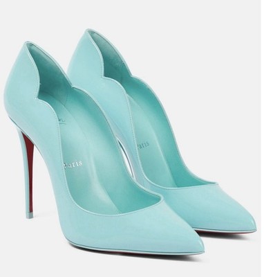 Christian Louboutin Aqua Blue Hot Chick 100 Patent Leather Pumps
