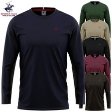 T-Shirt uomo manica lunga 100% cotone POLO CLUB BEVERLY HILLS S M L XL XXL 3XL