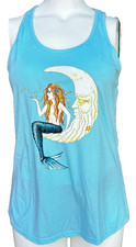 Mermaid Moon Stars Tank Top L Sleeveless Racerback Sea Blue Scoop Neck Large Mermaid Moon Stars Tank Top L Sleeveless Racerback Sea Blue Scoop Neck Large