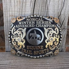 Cowboy Trophy Rodeo Style Belt Buckle with equine trail sports