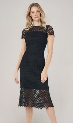 Kay Unger Black Tatum Floral Lace Midi Dress Women's Size 10 MSRP $248 | eBay Kay Unger Black Tatum Floral Lace Midi Dress Women's Size 10 MSRP $248 | eBay