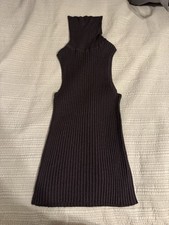 Express Women's Black Ribbed Knit Stretch Turtleneck Sleeveless Dress XS