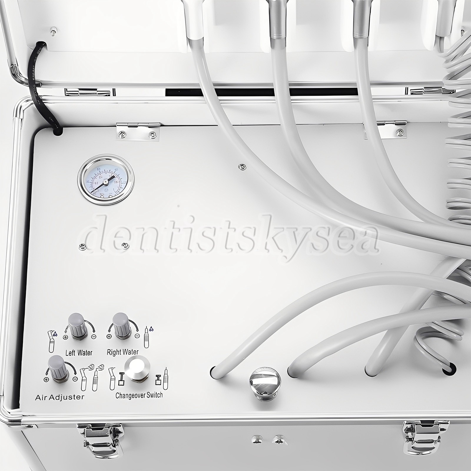Portable Dental Mobile Delivery Unit Rolling Box Suction Air Compressor 4 Hole