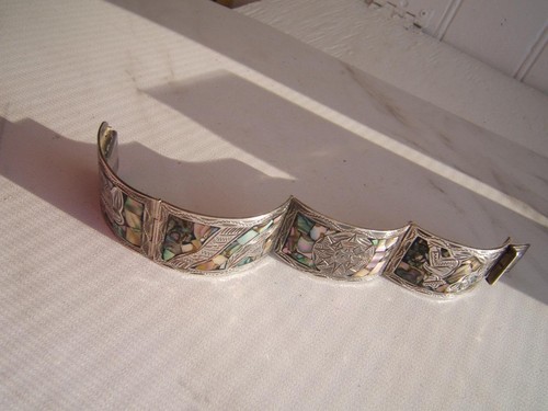 Vintage. MEXIKO MOPP & STERLINGSILBER PANEL ARMBAND PLATA 92 THUNDERBIRD PUNZE - Bild 5 von 15