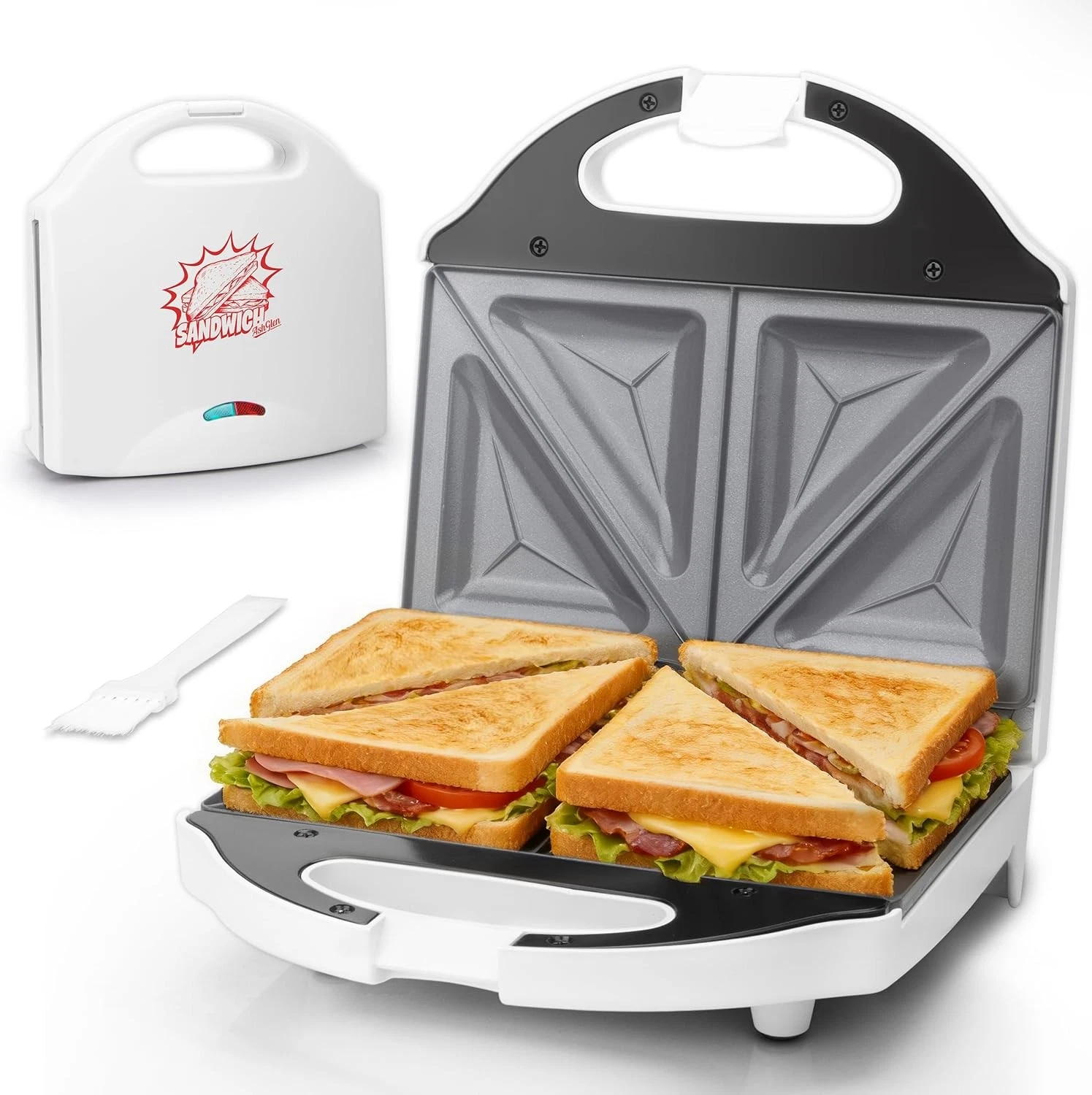 Ceramic Breakfast Sandwich Maker Press 2 Slices Mini Sandwich Press Grilled