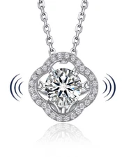 Clover Necklace,Sparkling Gift for Her,1Carat Dancing Moissanite Necklace for...