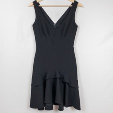 SALONI Women's Little Black Sleeveless Fit Flare Tiered Ruffle Dress Size 4 Glam