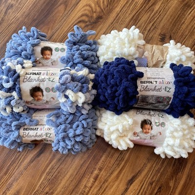 Bernat Alize Blanket-EZ DENIM, TWILIGHT, COUNTRY BLUE, CREAM Baby Soft Lot Of 6
