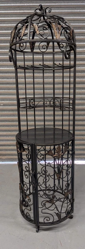 Vintage Wrought Iron Birdcage Wine Station Bar - Image 3 of 4