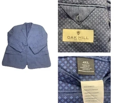 Oak Hill Blazer Mens Size 4XL Linen Blend Sport Coat Blue Jacket Business Casual