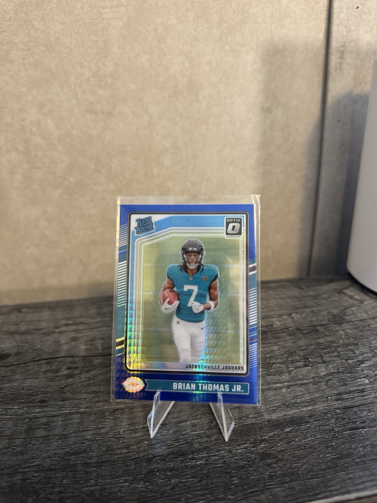 2024 Donruss Optic: Brian Thomas Jr Rated Rookie Blue Hyper Prizm (RC) #214