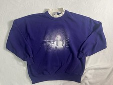 VTG Morning Sun Pullover Sweatshirt Purple Nature Graphic Women's XL Winter