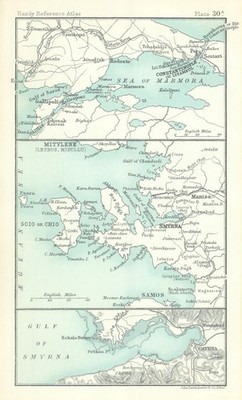 Sea of Marmara; Chios Samos Ikaria Aidin; Gulf of Smyrna. Turkey 1909 old map