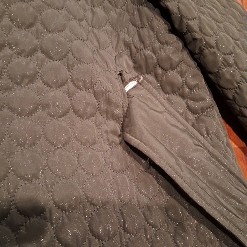 Womens Black Quilted Hearts Full Snap Down BETSEY JOHNSON Winter Coat Size Small - Picture 5 of 24