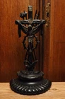 Antique french religious hand carved wood altar crucifix cross Passion of cross