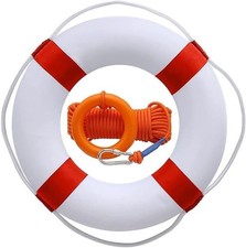 Life Preserver Ring 20In Pool Life Ring Foam Buoy w/ Rope 98.4FT NEW