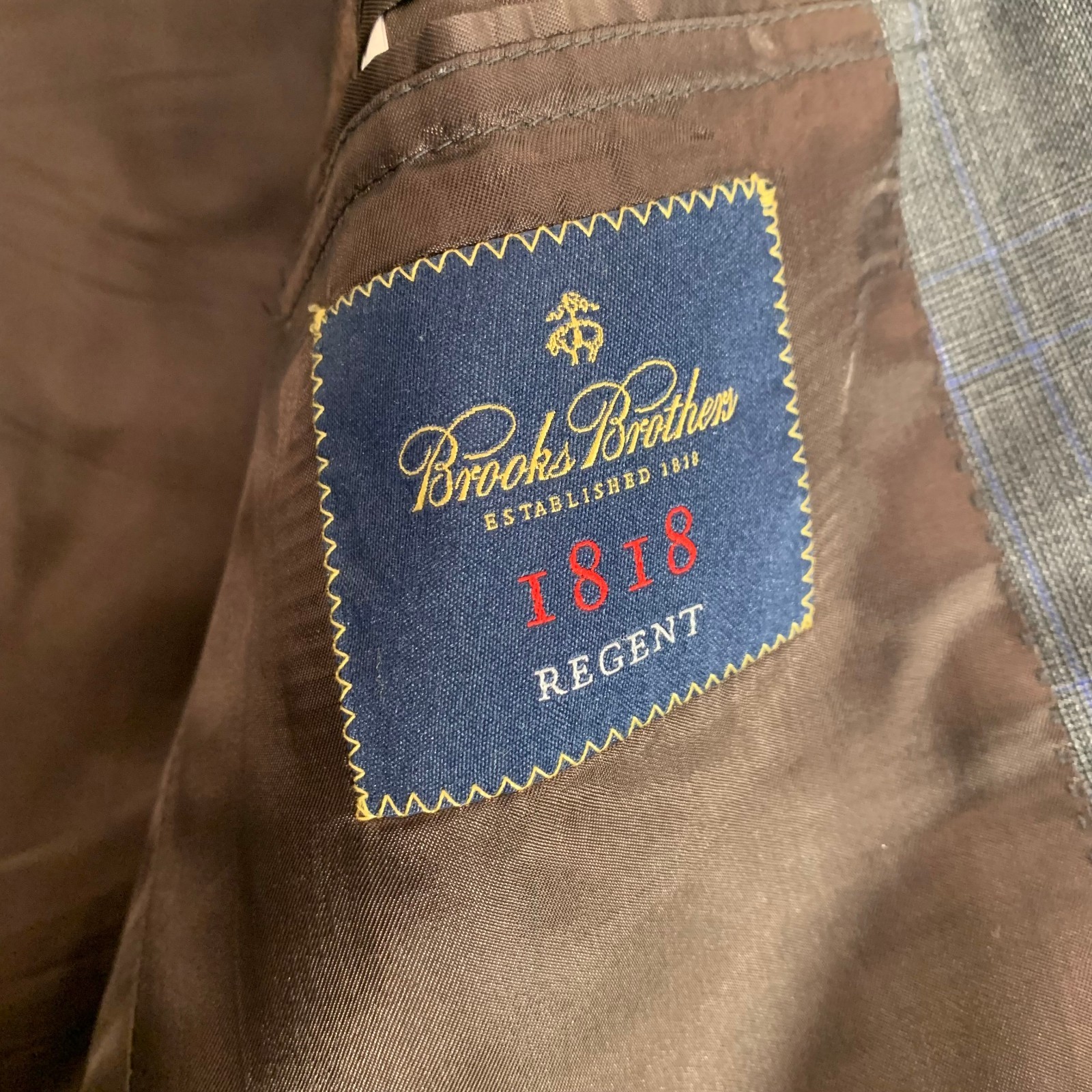 Brooks Brothers 1818 Regent Reda Blazer Mens 40R Blue Plaid Wool Silk 2 Button thumbnail 6