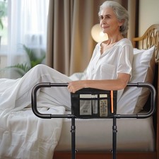 AOHHL Bed Rails for Elderly Adults Safety with Adjustable Heights Storage Poc...