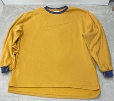Vtg 90s Nike Big Center Swoosh Baggy Crewneck Sweatshirt XL Gold Side Slit