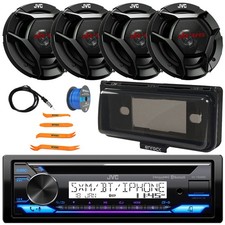 JVC KD-T92MBS Marine Receiver W/Black Cover, 4x 6.5" 300W Speaker, Antenna, Wire