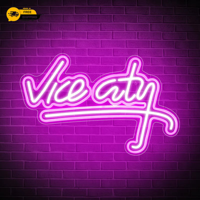 Vice City Leuchtreklame für Wanddeko, USB LED Neonlicht, Schlafzimmer, Kinderzimmer, Spiel