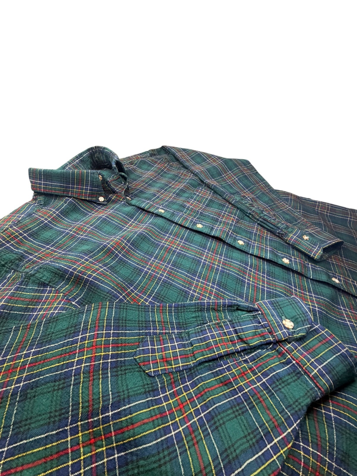 🔥 Pendleton Green Plaid Wool Button-Down Shirt M… - image 4