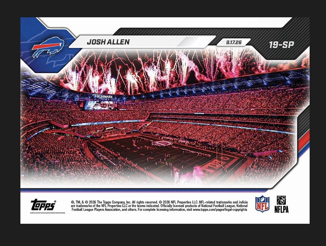 2026 ToppsNow Josh Allen 5 TD's New Stadium Bills Chance At 1/1 Auto presale view 5