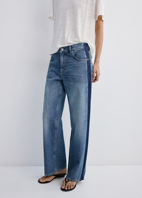 NEW Mango Low-rise jeans with contrasting stripe DARK BLUE/SIZE 2/100%AUTHENTIC