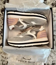 Voile Blanche Maran Power Mesh Grey White & Pink Platform Sneakers - 41 (10 US)