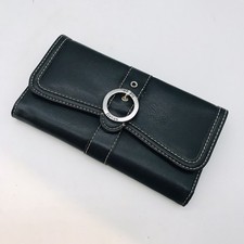 Liz Co. Black Tri-Fold Wallet with Accent Stitching ID CC Cash Coin 7.5 x 4"