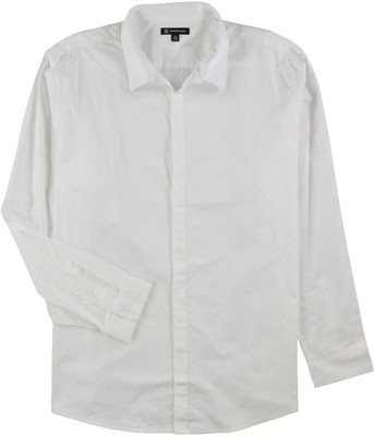 I.N.C Mens Bolt Chain Button Up Shirt, white, 3XL Neck