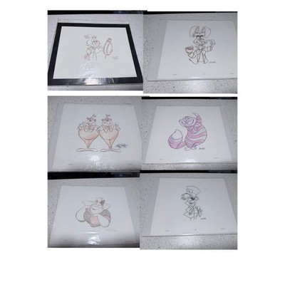 Disney Parks Alice in Wonderland Animation Sketch Lot of 6 Epcot Embossed