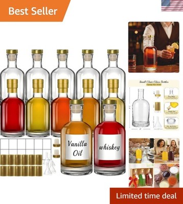 12 oz/375ml Clear Glass Bottles with Cork, 12 Pack Clear Liquor Bottles, Thic...
