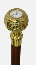 Steampunk Cane Brass Roman Clock Top watch Handle Victorian Wooden Walking Stick