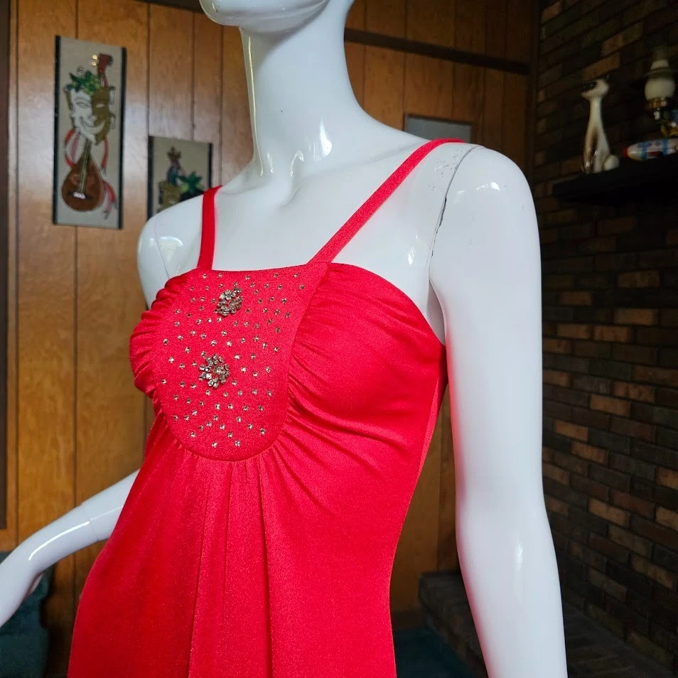 Maxi Vestido Vintage Años 70 Disco Endora Chifón Transparente Chal Capa Hechizado S/M Foto 4 de 4