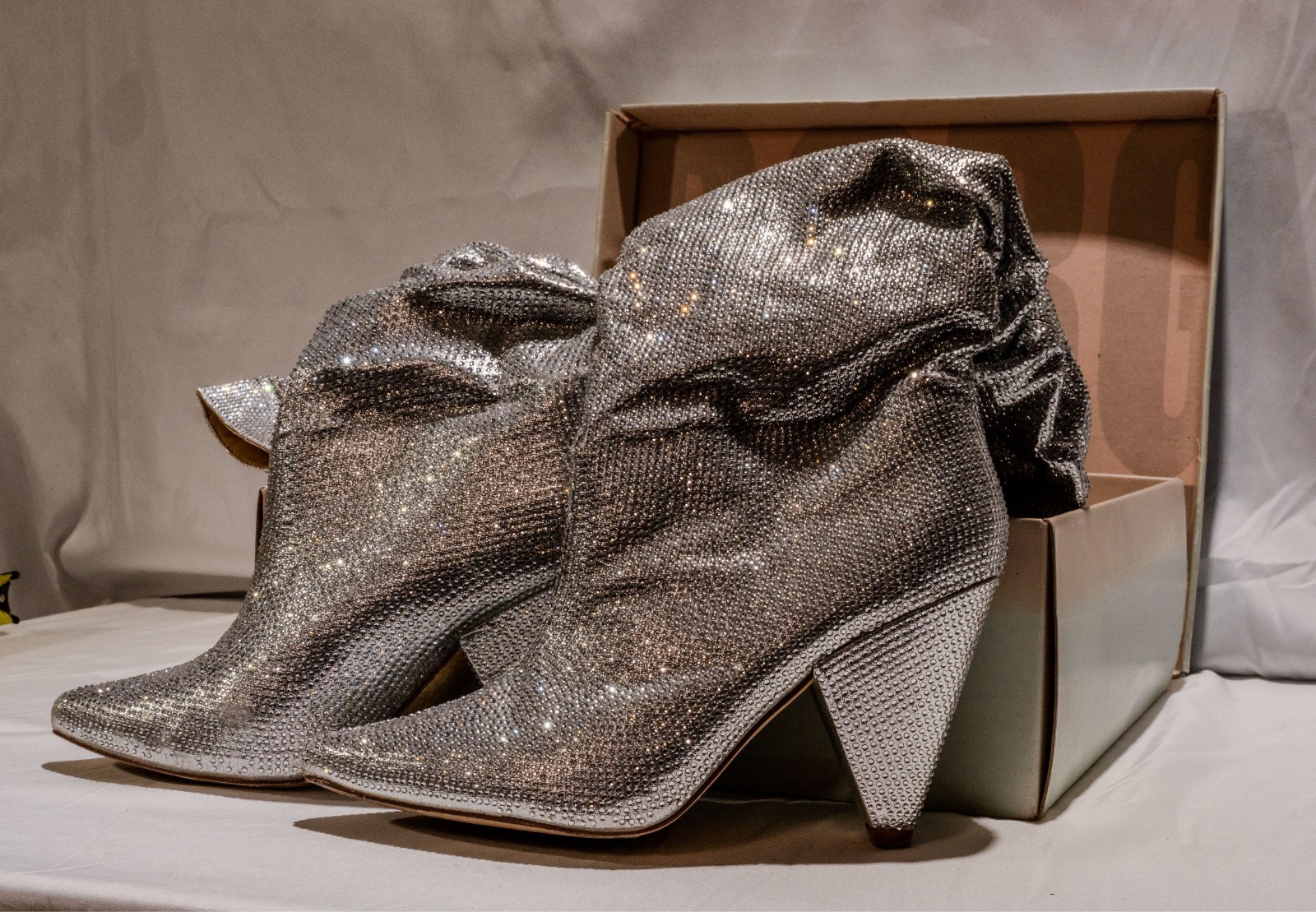 BCBGeneration Silver Rhinestone Slouch Boots - Sp… - image 3